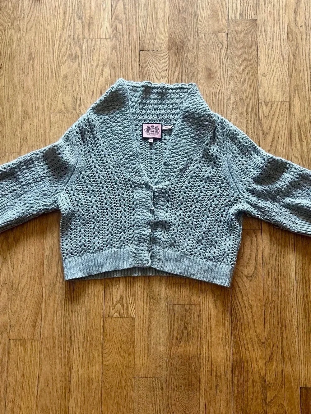 Juicy Couture Y2K Open Knit Angora Cashmere and Wool Blend Cardigan Sweater
